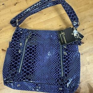 B. Makowsky Blue Snakeskin Shoulder Bag